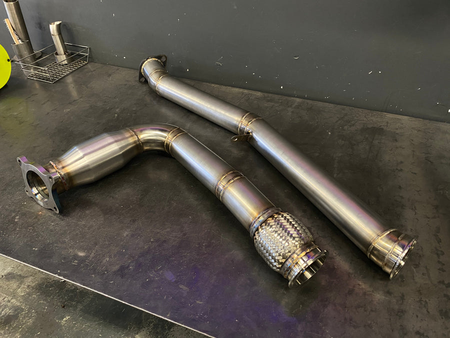 Precision-fabricated catted J-pipe downpipe for 2015+ Subaru WRX 