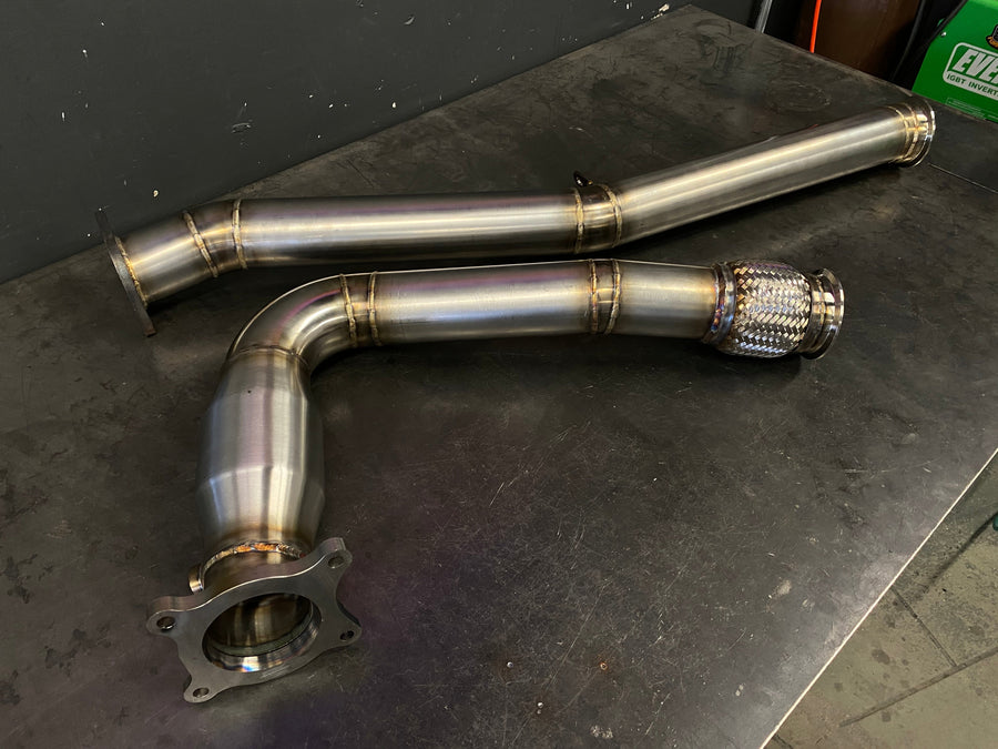 DarkLight Fabrication Subaru WRX 2015+ stainless steel catted J-pipe downpipe